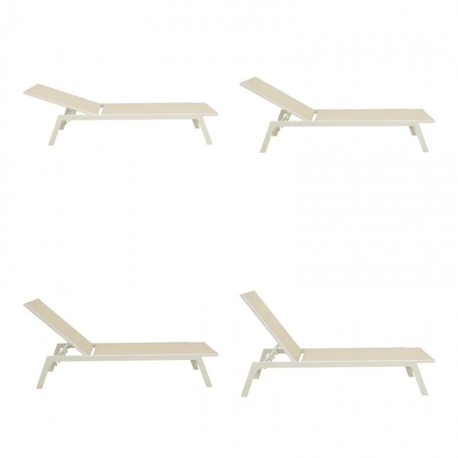 Boka pakoworld white aluminum and textilene deckchair in beige shade 60x192x31cm