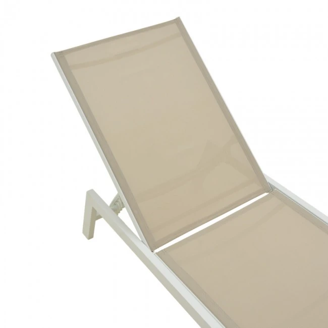 Boka pakoworld white aluminum and textilene deckchair in beige shade 60x192x31cm