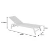 Boka pakoworld white aluminum and textilene deckchair in beige shade 60x192x31cm
