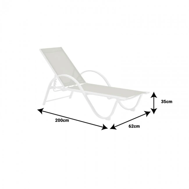 Ξαπλώστρα με μπράτσα Attain pakoworld λευκό αλουμίνιο και textilene σε μπεζ απόχρωση 191x64x32εκ