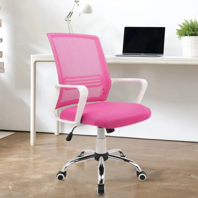 ΒΣ1600-W ΛΕΥΚΟ/ΡΟΖ MESH ΠΟΛΥΘΡΟΝΑ ΓΡΑΦΕΙΟΥ - 01.0162