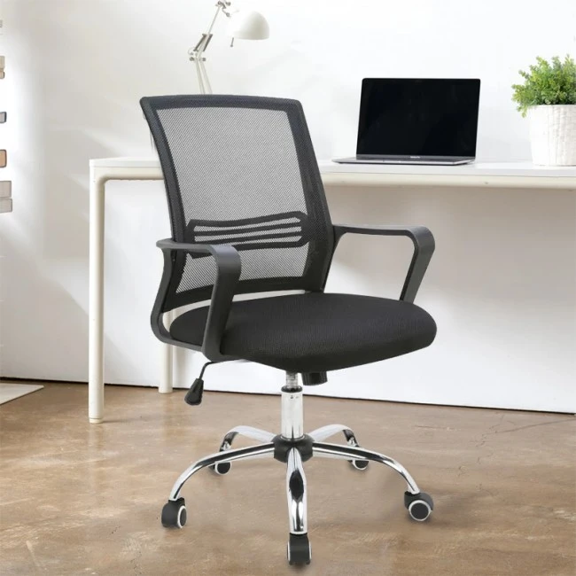 ΒΣ1600 ΧΡΩΜΙΟ/ΜΑΥΡΟ MESH ΠΟΛΥΘΡΟΝΑ ΓΡΑΦΕΙΟΥ - 01.0168