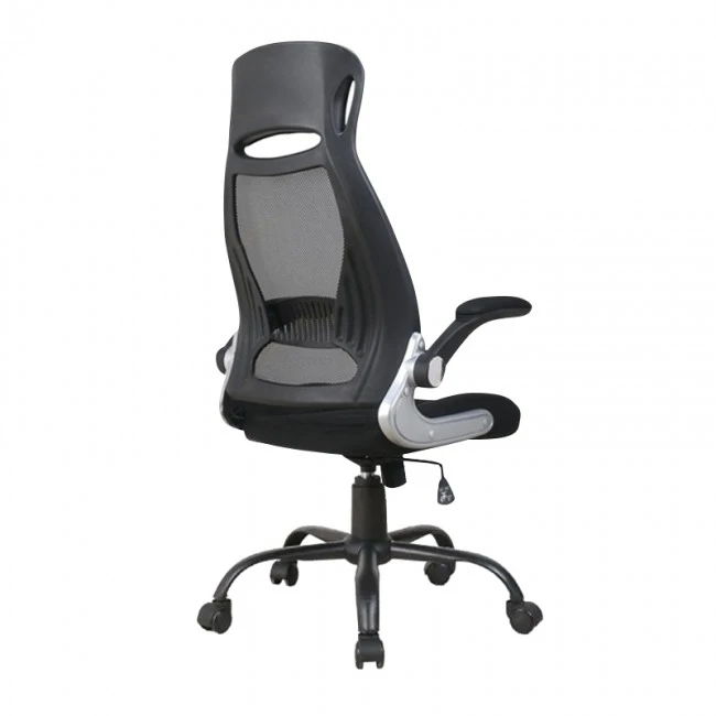 Πολυθρόνα διευθυντή με μεταλλικό σκελετό και επένδυση από ύφασμα mesh σε χρώμα μαύρο 64x61x114/121εκ BS7100