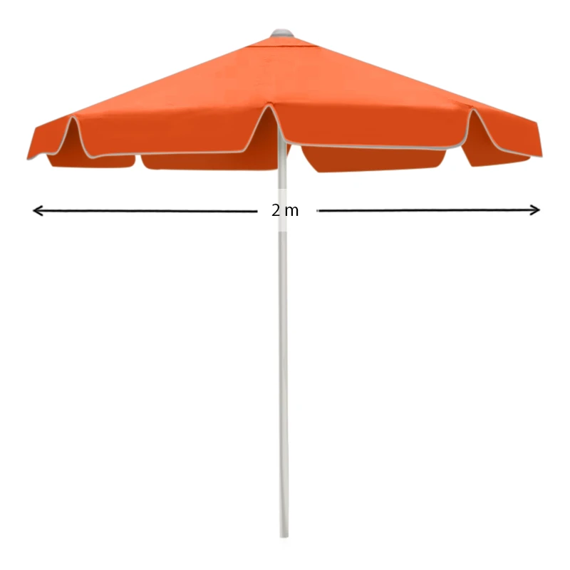 Umbrella with metal frame professional quality and fabric in orange color Ø2m
