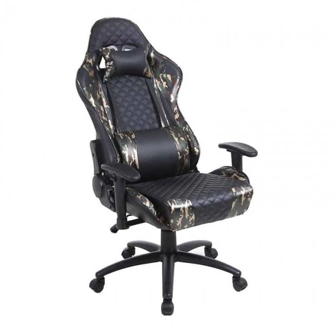 Army gaming - office armchair with Pu in black - olive drab color 64x63x126/136cm.