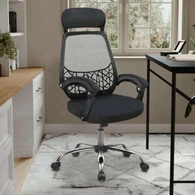 A9890 ΜΑΥΡO MESH ΠΟΛΥΘΡΟΝΑ ΓΡΑΦΕΙΟΥ