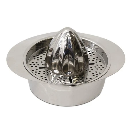 Homeplus lemon squeezer inox with 2 cones in silver color 18x15x14cm.