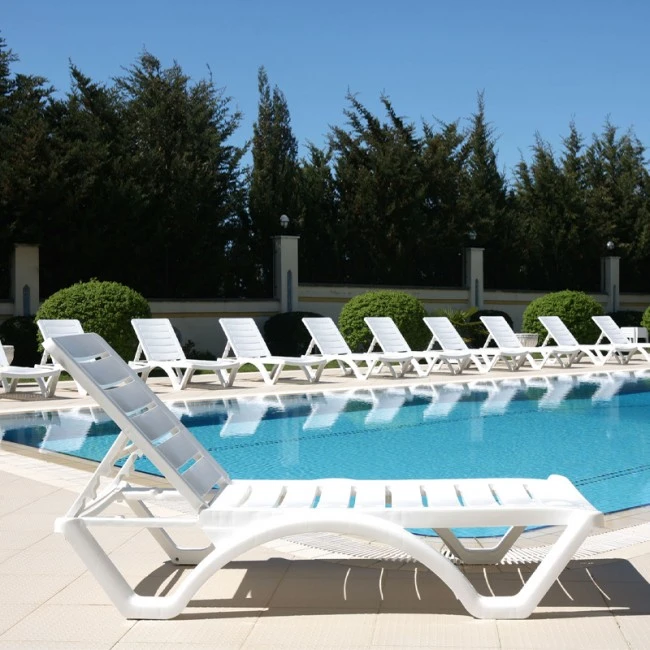 Ξαπλώστρα πισίνας-παραλίας πλαστική επαγγελματική χρώμα λευκό 64x187εκ. AQUA SIESTA