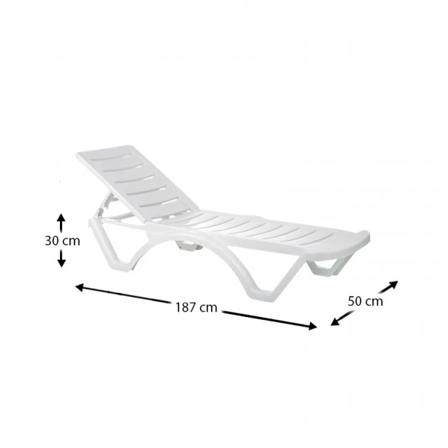 Ξαπλώστρα πισίνας-παραλίας πλαστική επαγγελματική χρώμα λευκό 64x187εκ. AQUA SIESTA