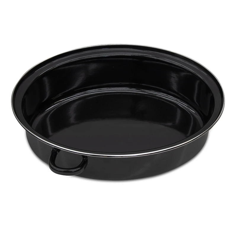 Oval enameled hull in black color 38cm.