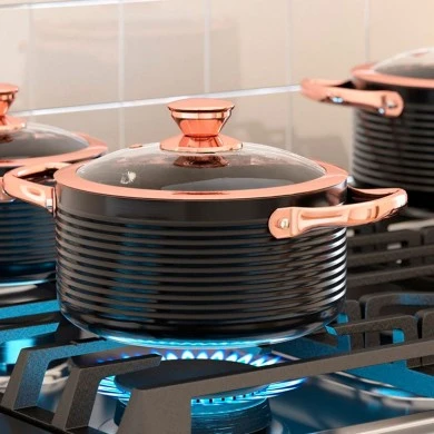 Pot with non-stick lid made of aluminum bronzed No24