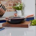 Frying pan with non-stick lid made of aluminum bronzed No26