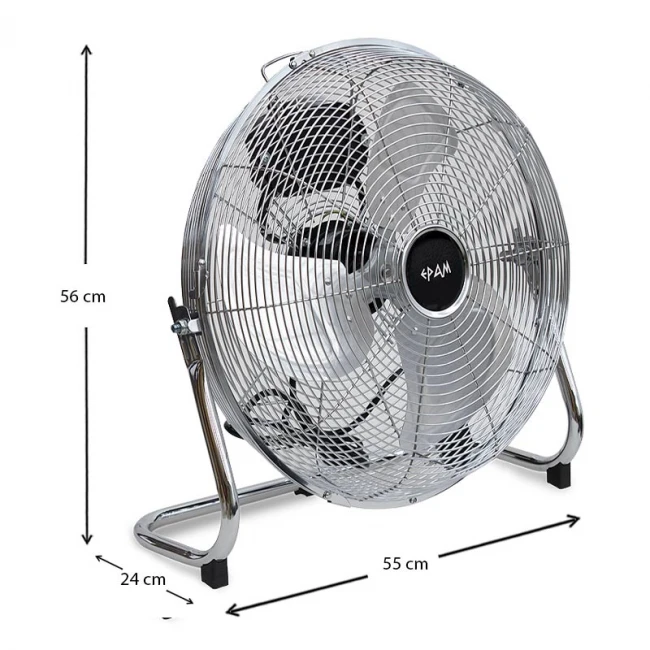 Ανεμιστήρας δαπέδου 18'' 46εκ. 90W μεταλλικός χρώμα ασημί 55x24x56εκ.