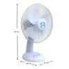 Desk fan 12'' 30cm 40W in white color 35x20x50cm.
