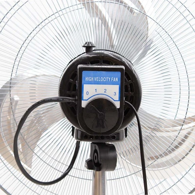 Floor fan 18'' 45cm 90W metallic silver - black color 50x50x133cm