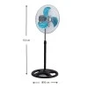 Floor fan 18'' 45cm 90W metallic silver - black color 50x50x133cm