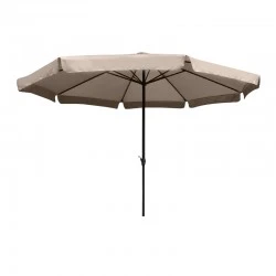Metal garden umbrella with crank and folding mechanism in beige color ø3m