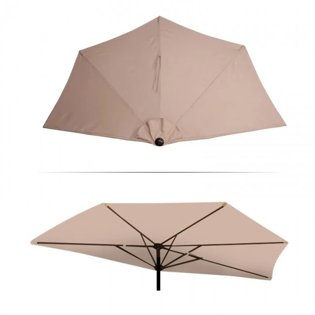 Half garden umbrella with metal frame and crank in sand color 2.70m.