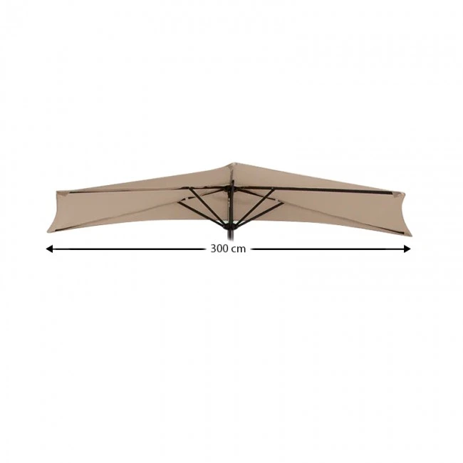 Half garden umbrella with metal frame and crank in sand color 3m.