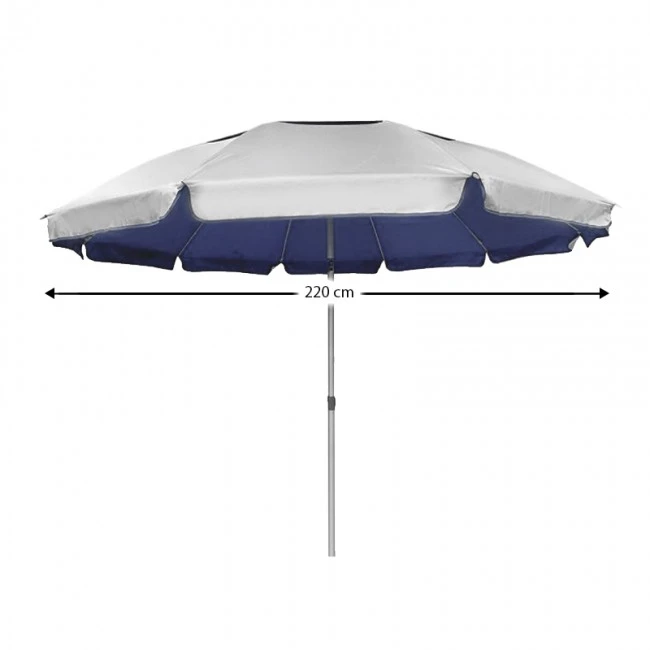 Aluminum beach umbrella with sun protection 2.20m.