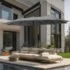 Double garden umbrella with metal frame and crank in grey color 4.60x2.70m.