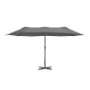 Double garden umbrella with metal frame and crank in grey color 4.60x2.70m.