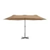 Double garden umbrella with metal frame and crank in sand color 4.60x2.70m.