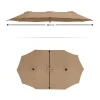 Double garden umbrella with metal frame and crank in sand color 4.60x2.70m.