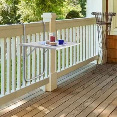 Aluminum hanging balcony table, white color 60x40x74cm.