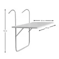 Aluminum hanging balcony table, white color 60x40x74cm.