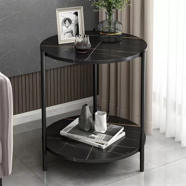 Coffee table Rhythm MDF color black marble-black D48x60cm