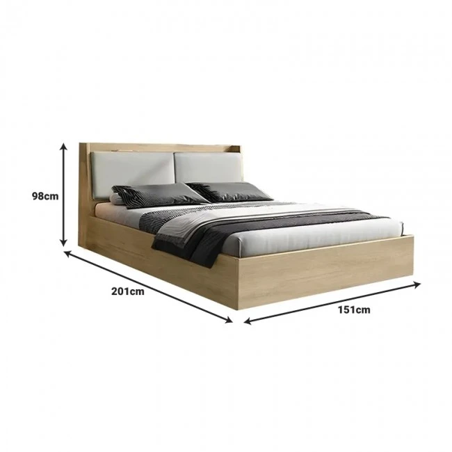 Double bed Akvare pakoworld mdf in natural color 150x200cm