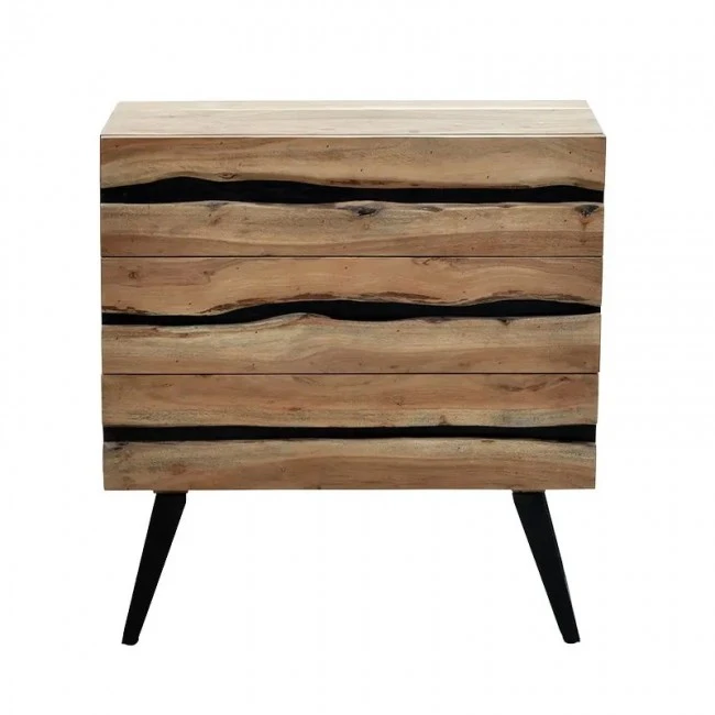 Chest of drawers Imena pakoworld solid wood 4cm walnut-black 80x38x86.5cm