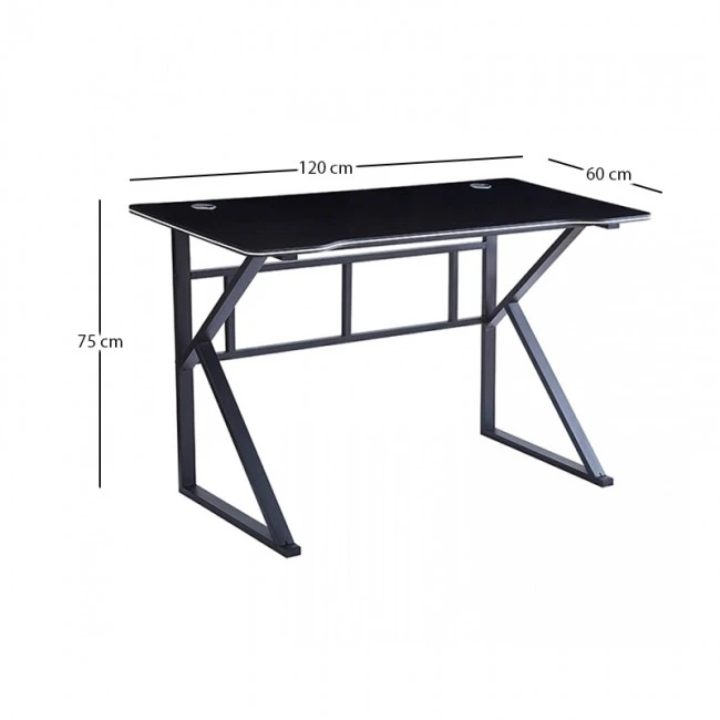 ΓΡΑΦΕΙΟ 120X60X75εκ.ΜΑΥΡΟ MDF/ΜΑΥΡΟ ΜΕΤΑΛΛΙΚΟ