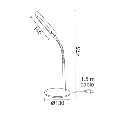 Desk lamp LED 5W color black 16x13x47.5cm.