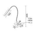 Desk lamp with LED clip 5W color white 16x11.5x43.5cm.