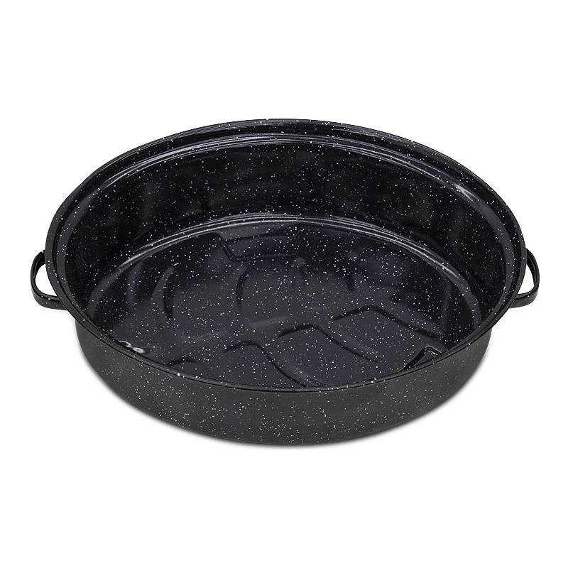Oval enameled hull in black color 38cm.
