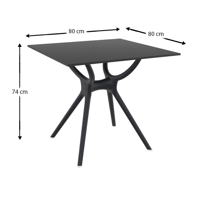 ΑΙΡ ΤΡΑΠΕΖΙ 80Χ80εκ. BLACK LAMINATE 12mm - 20.0182