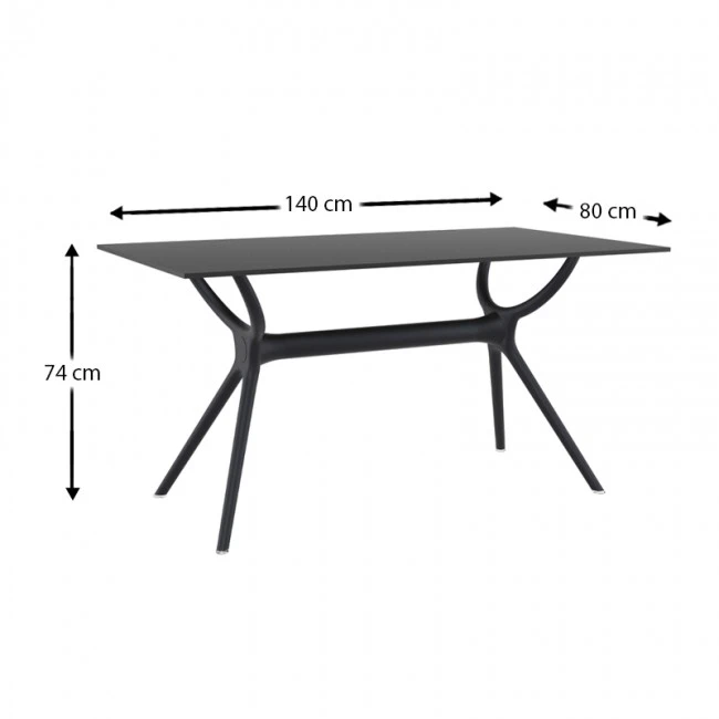 ΑΙΡ ΤΡΑΠΕΖΙ 140Χ80εκ. BLACK LAMINATE 12mm - 20.0184