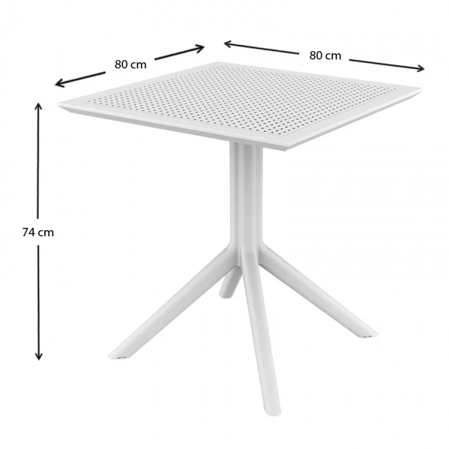 ΣΚΑΙ ΤΡΑΠΕΖΙ 80X80X74εκ. WHITE ΠΟΛ/ΝΙΟΥ - 20.0244