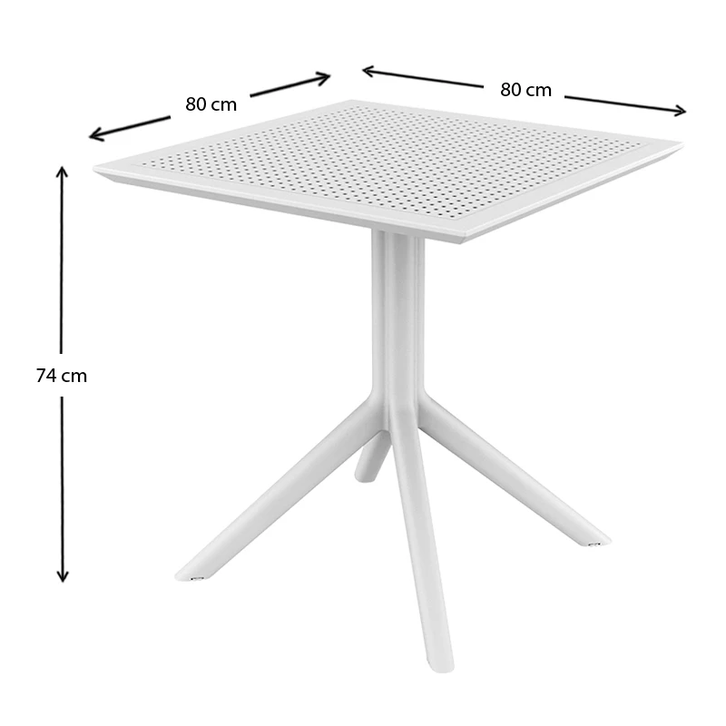 ΣΚΑΙ ΤΡΑΠΕΖΙ 80X80X74εκ. WHITE ΠΟΛ/ΝΙΟΥ - 20.0244