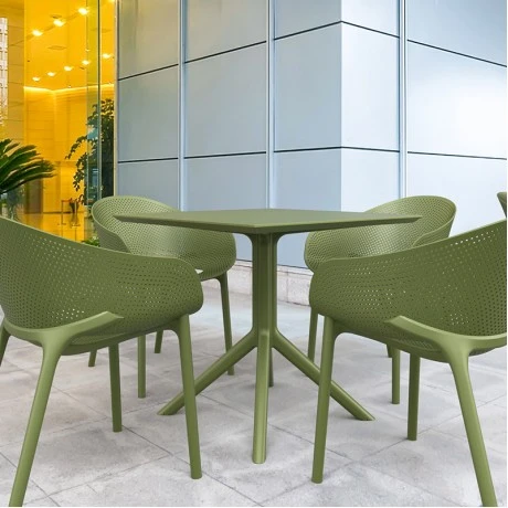 ΣΚΑΙ ΤΡΑΠΕΖΙ 80X80X74εκ. OLIVE GREEN ΠΟΛ/ΝΙΟΥ - 20.0248