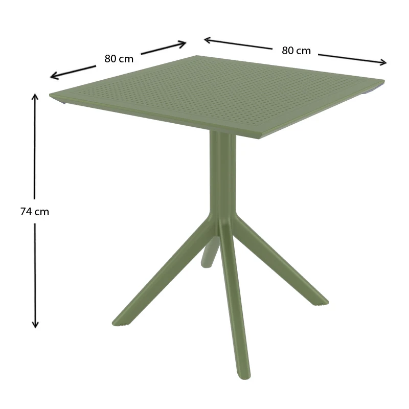 ΣΚΑΙ ΤΡΑΠΕΖΙ 80X80X74εκ. OLIVE GREEN ΠΟΛ/ΝΙΟΥ - 20.0248