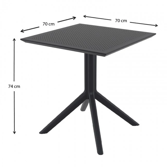 ΣΚΑΙ ΤΡΑΠΕΖΙ 70X70X74εκ. BLACK ΠΟΛ/ΝΙΟΥ - 20.0249