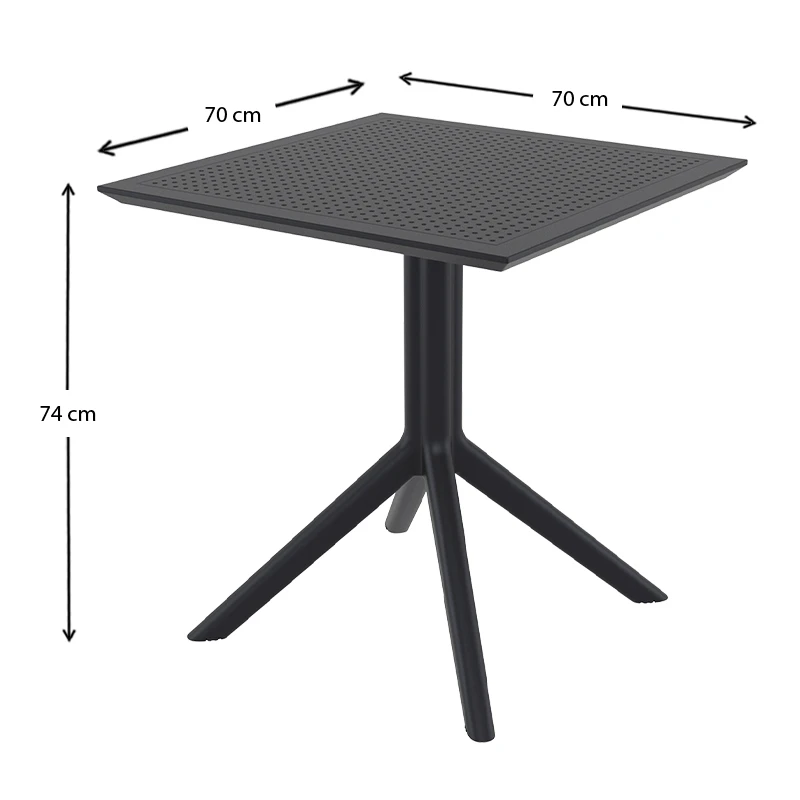 ΣΚΑΙ ΤΡΑΠΕΖΙ 70X70X74εκ. BLACK ΠΟΛ/ΝΙΟΥ - 20.0249