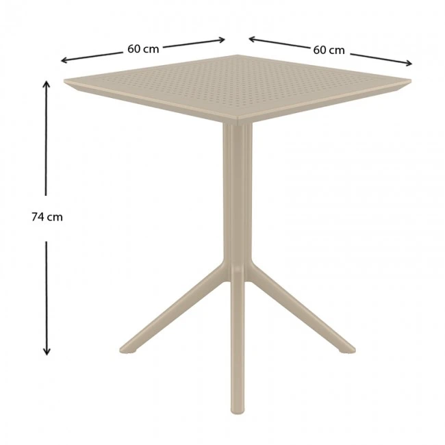 ΣΚΑΙ ΤΡΑΠΕΖΙ ΠΤΥΣ/ΝΟ 60Χ60X74εκ. DOVE GREY ΠΟΛ/ΝΙΟΥ - 20.0281