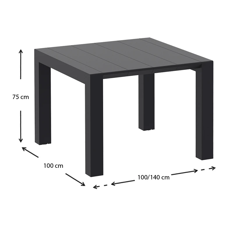ΒΕΓΚΑΣ BLACK 100X100/140εκ. ΕΠΕΚΤ.ΤΡΑΠΕΖΙ ΠΟΛ/ΝΙΟΥ - 20.0572