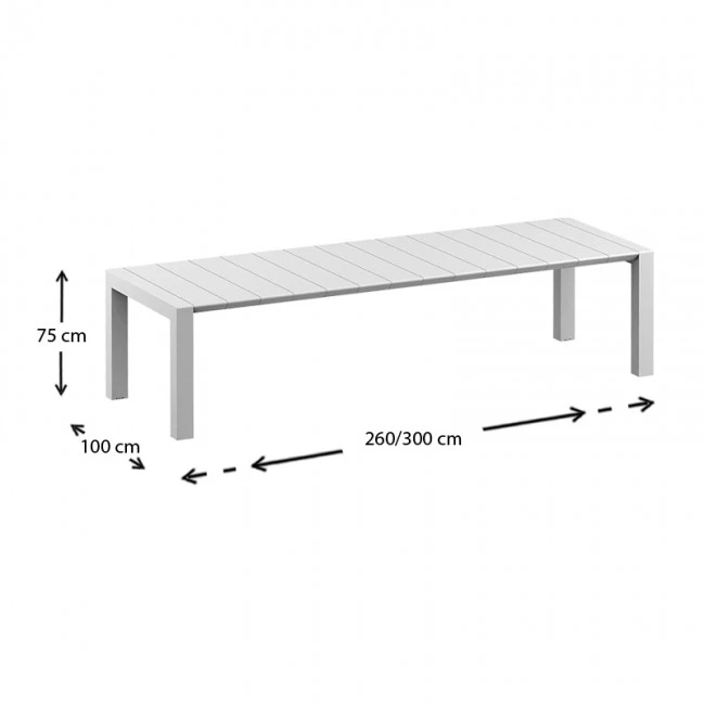 ΒΕΓΚΑΣ WHITE 100X260/300εκ. ΕΠΕΚΤ.ΤΡΑΠΕΖΙ ΠΟΛ/ΝΙΟΥ - 20.0579