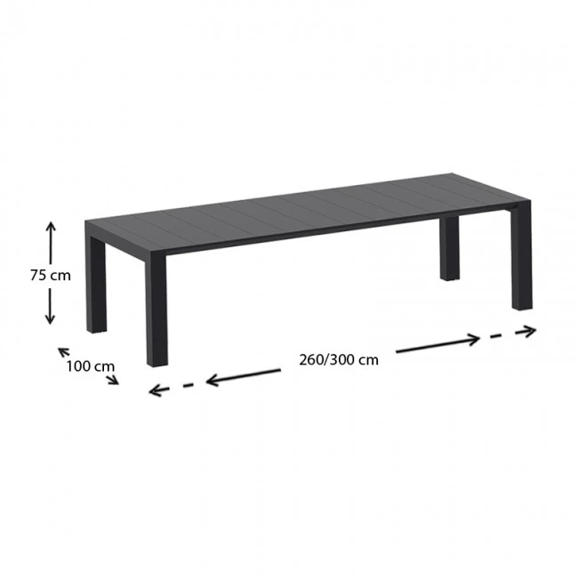 ΒΕΓΚΑΣ BLACK 100X260/300εκ. ΕΠΕΚΤ.ΤΡΑΠΕΖΙ ΠΟΛ/ΝΙΟΥ - 20.0580