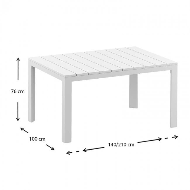 ATLANTIC WHITE 100X140/210Χ76εκ. ΕΠΕΚΤ.ΤΡΑΠΕΖΙ ΠΟΛ/ΝΙΟΥ